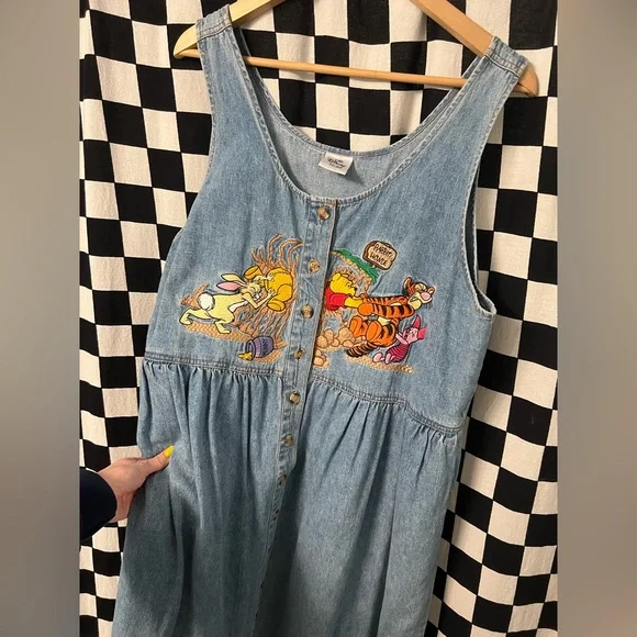 Disney Store Vintage Winnie The Pooh Denim Dress - Picture 4 of 11